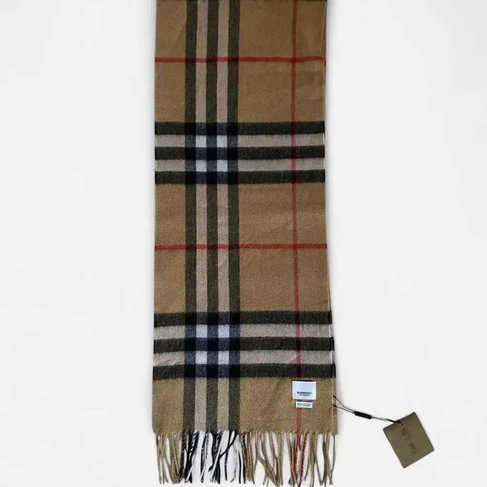 Burberry Check Cashmere Scarf Archive Beige
